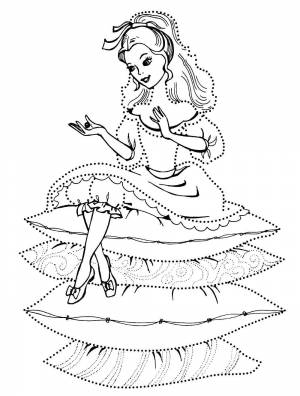 Раскраски горошине, Раскраска Обведи по контуру и раскрась принцессу на горошине принцесса на горошине