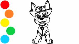 Щенячий патруль Гонщик Чейз Мультик Раскраска для детей