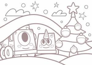 Новогодние раскраски машинки Мокас