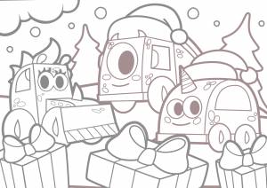 Новогодние раскраски машинки Мокас