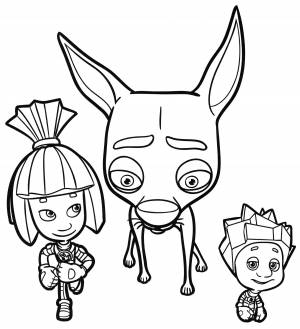 Раскраска Фиксики и Кусачка