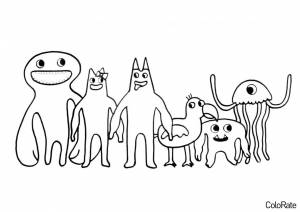 Раскраска Дружные монстрики