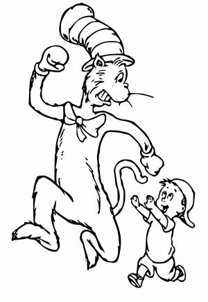 Раскраска Кот в Шляпе Гнаться