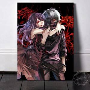 Постер аниме «Токийский Гуль», канеки, кенками и Широ Райз, настенные картины, украшение для дома, Картина на холсте, мультяшный рисунок, подарки на день рождения