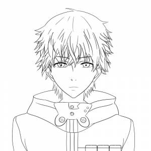 Раскраска Грустный Канеки