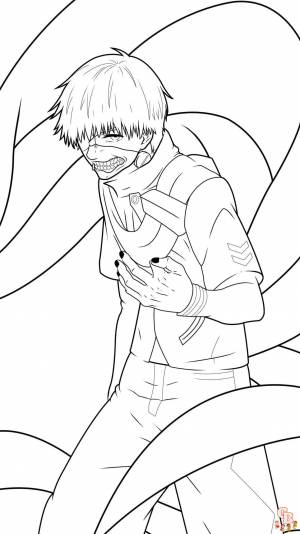 Раскраски Токийский гуль для печати  для детей и взрослых