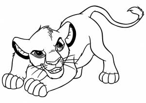 Раскраска Симба на охоте