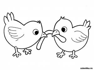 Цыплята, раскраска
