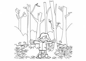 Раскраска Прогулка в осеннем лесу
