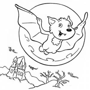 Раскраска летучая мышь на прогулке