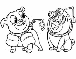 Раскраска Дружные мопсы