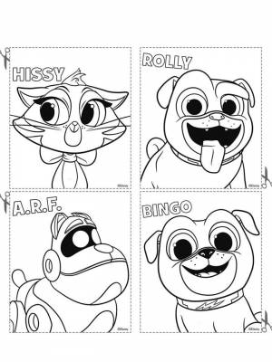 Картинка Дружные мопсы раскраска  для детей