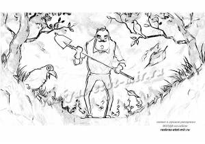 Раскраска Теодор Питерсон с лопатой