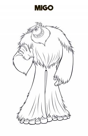 Раскраска по мультфильму Смолфут с йети Миго