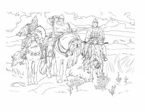 Раскраска три богатыря васнецова