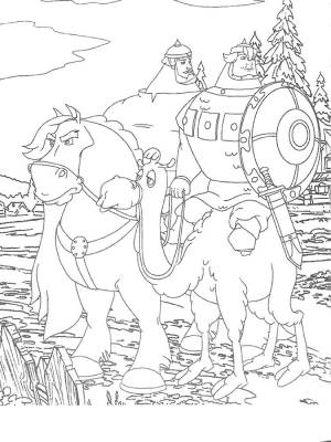 Раскраска Три Богатыря И Шамаханская Царица