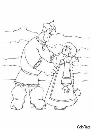 Раскраска Алеша разговаривает с Любавой