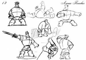 Раскраски Раскраска Алеша попович три богатыря на дальних берегах