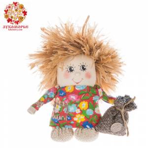 Домовёнок «Кузя» красный в цветочек