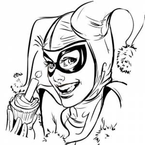 Раскраска харли квинн со свечей