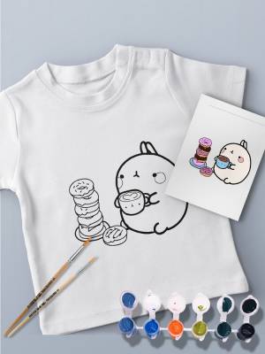 Футболка-раскраска для ребенка кавай Моланг и пончики