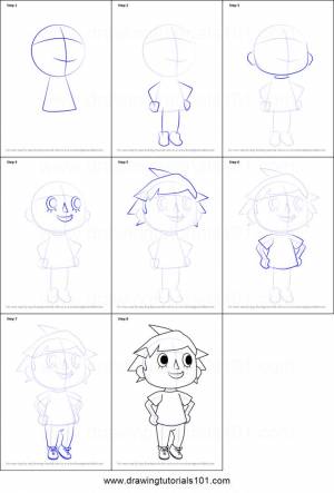 How to Draw Player from Animal Crossing Printable Drawing Sheet by DrawingTutorials101