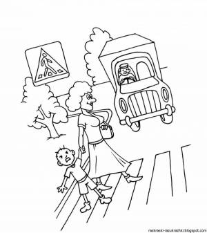 Раскраски Зимняя дорога по пдд для детей