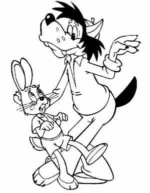 Раскраска Заяц и Волк из Ну погоди!