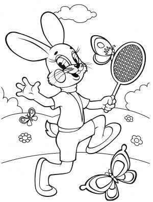 Раскраска Заяц на прогулке