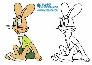 Заяц Ну погоди, раскраска