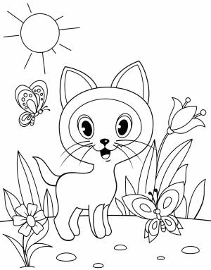 Раскраска Котенок Гав на солнышке