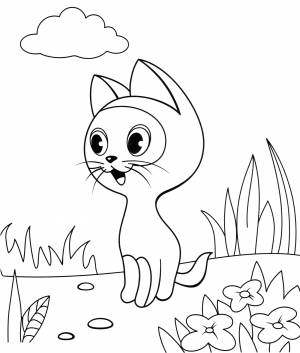 Раскраска Котенок Гав на природе