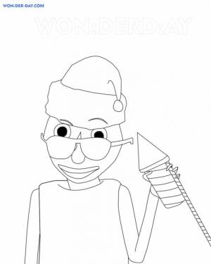 Раскраска Новогодний Балди