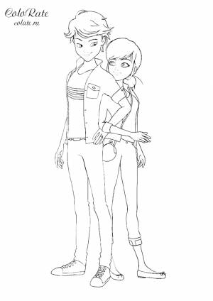 Раскраска Маринетт с возлюбленным