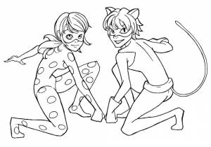 Раскраски леди баг кот детские