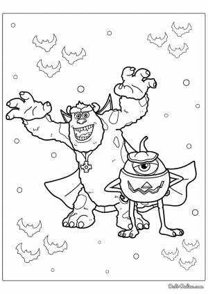 Раскраска Корпорация монстров на Хэллоуин