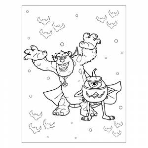 Раскраска Корпорация монстров на Хэллоуин