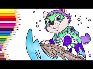 Раскраска Щенячий Патруль МЕГАЩЕНКИ Эверест Paw Patrol Mighty Pups Coloring