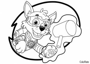 Раскраска Мегащенок Рокки с молотом