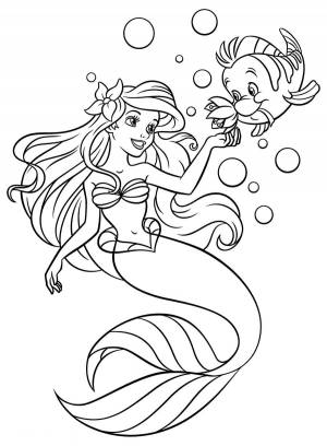 Раскраска русалочка Ариэль  для детей