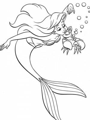 Раскраска русалочка Ариэль картинка на листе