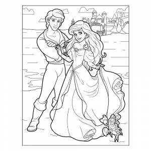 Раскраска Принц Эрик и принцесса Ариэль