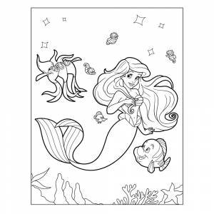 Раскраска Русалочка Ариэль в подводном мире