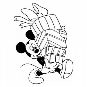 Раскраска Микки Маус спешит на праздник