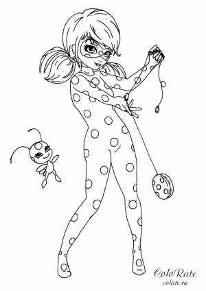 Раскраска Леди Баг со своим Йо-Йо