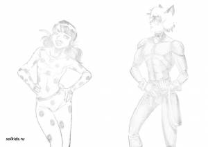 Раскраска Леди Баг и супер Кот   для девочек