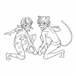 Раскраска Леди Баг и Супер Кот