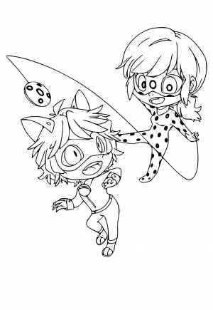Раскраска Леди Баг и Супер-Кот Милый