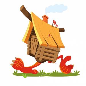 Русская сказочная изба, деревянный сруб