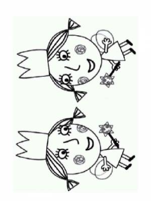 Картинка Бен и Холли раскраска в формате  для девочек